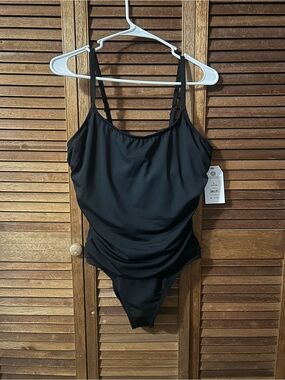 Black One-Piece Swimsuit with Adjustable Straps